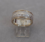 LR516 - 9ct yellow gold and sterling Silver filigree ring