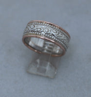 LR516 - 9ct ROSE gold and sterling Silver filigree ring