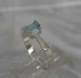 LR766 Emerald cut Blue Topaz Ring Handcrafted in Sterling 925 Silver