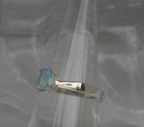 LR766 Emerald cut Blue Topaz Ring Handcrafted in Sterling 925 Silver