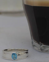 LR767 Blue Topaz set in handcrafted Sterling 925 Silver ring